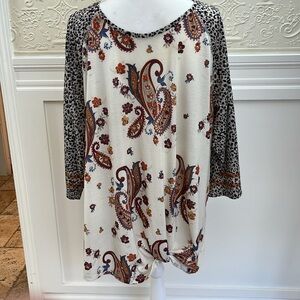 Paisley and leopard blouse three-quarter inch sleeves plus size 18 to 20